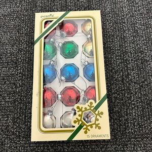 Pyramid Vintage Christmas Glass Ornaments Multicolor, 15 Pieces